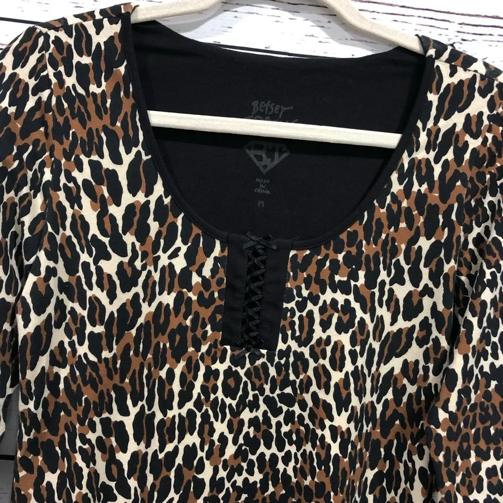 Betsey Johnson Animal Leopard Print Pajamas Nightie Sleep Shirt Dress